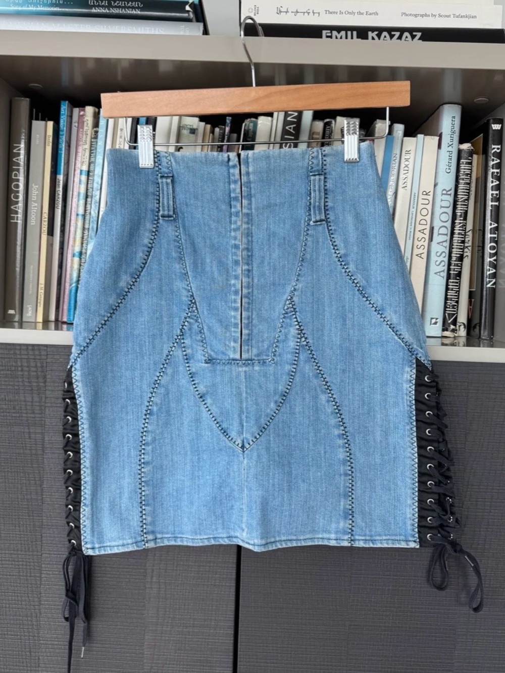Dolce & Gabbana Light Blue Denim Lace-Up Mini Skirt